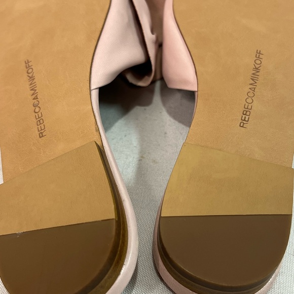Rebecca Minkoff pale pink Alexis leather bow flat mules size 8 FLAW NWOB - Picture 11 of 14